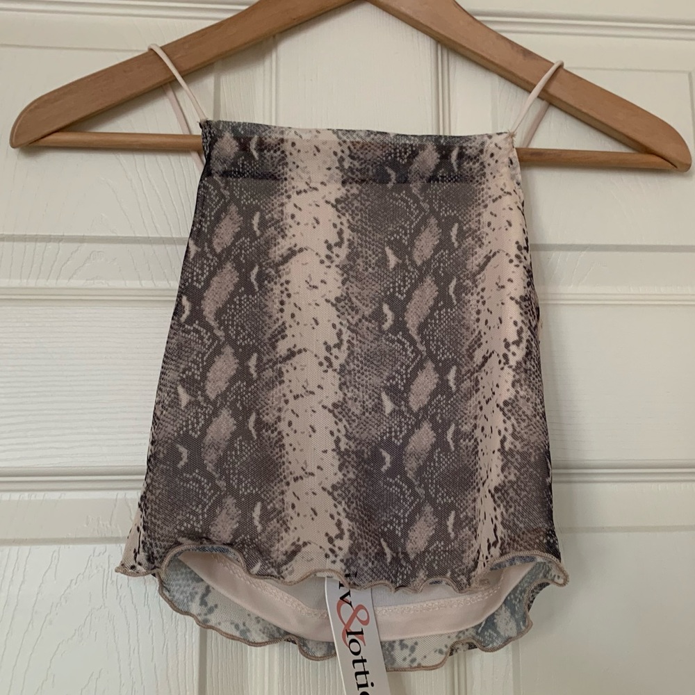 Snakeskin Cropped Chiffon Top